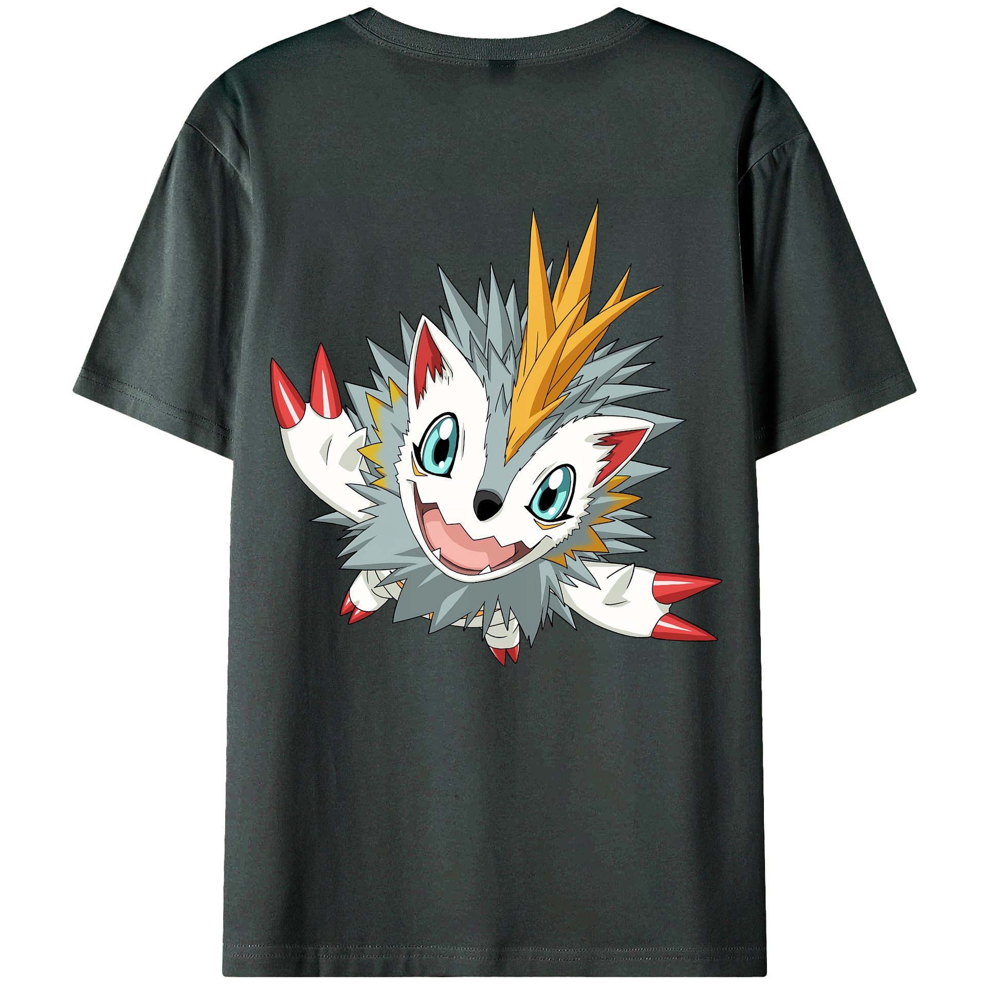 （画像用） Digimon デジタルモンスター/デジモン 綿100％ メンズ半袖Tシャツ（バックプリント） 通気性